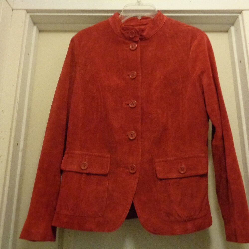 COPPERY RETRO RUST SUEDE IS BACK LIZ CLAIBORNE LADY JACKET L